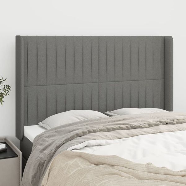 vidaXL Čelo postele so záhybmi tmavosivé 147x16x118/128 cm látka