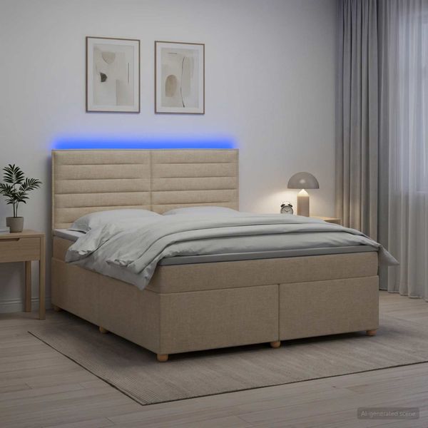 vidaXL Posteľ boxspring s matracom Krémová 140 x 200 cm Látka