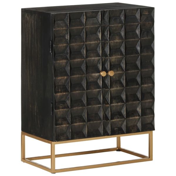 vidaXL Komoda čierna 55x34x75 cm masívne mangovníkové drevo a železo