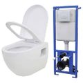 vidaXL Závesná toaleta/WC s podomietkovou nádržkou, keramická, biela
