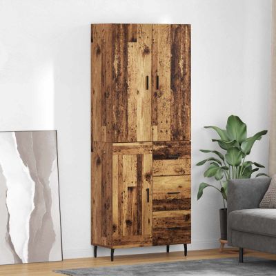 vidaXL Highboard 2 pcs Staré drevo Drevovláknitá doska a sklo