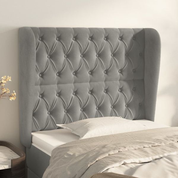 vidaXL Čelo postele so záhybmi bledosivé 103x23x118/128 cm zamat
