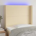 vidaXL Čelo postele s LED krémové 103x16x118/128 cm látka