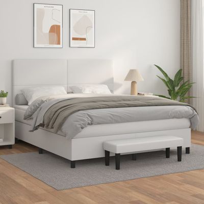 vidaXL Boxspring posteľ s matracom biela 160x200 cm umelá koža