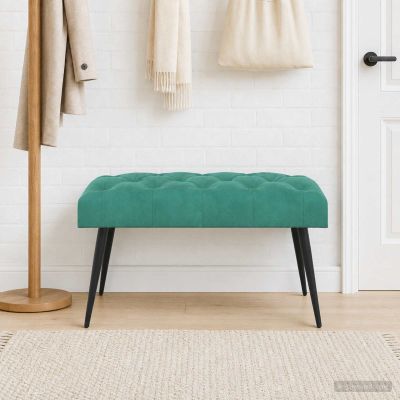 vidaXL Lavica s gombíkovým prešívaním Tyrkysová 80 x 40 x 46 cm Zamat