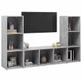 vidaXL TV skrinky 3 ks betónové sivé 107x35x37 cm drevotrieska