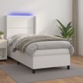 vidaXL Boxspring posteľ s matracom a LED biela 90x200 cm umelá koža