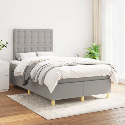 vidaXL Boxspring posteľ s matracom bledosivá 120x200 cm látka
