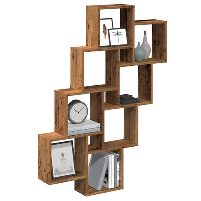 vidaXL Nástenná polica kocky staré drevo 90x15x119,5 cm drevo