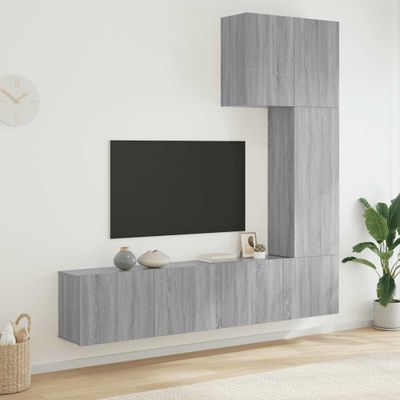 vidaXL 5-dielne TV nástenné skrinky sivé sonoma kompozitné drevo
