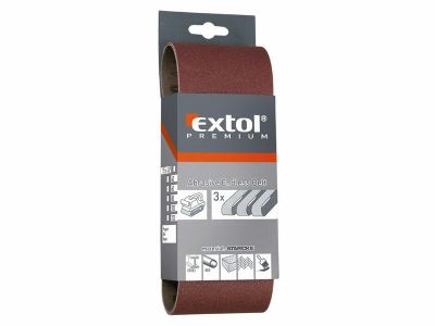 Plátno brusné nekonečný pás, bal. 3ks, P60, 75x457mm EXTOL-PREMIUM