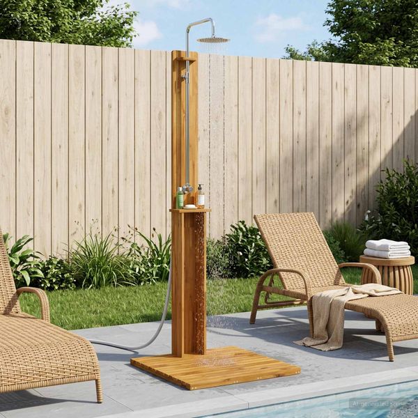 vidaXL Externá sprcha 217 cm Masívne akáciové drevo a nerezová oceľ
