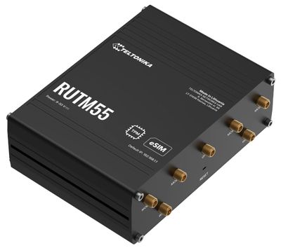 Teltonika RUTM55 priemyselný router, dual SIM + eSIM, 5G, 4x LAN, sériový RS232/485, WiFi 5 Router, priemyselný, 5G, 4G (LTE), 3G, Wi-Fi 5, 802.11b/g/n/ac Wave 2, 3× RJ-45 LAN, 1× RJ-45 WAN, 1× DI/DO, RS-232, RS-485, pasívny