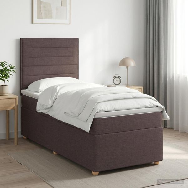 vidaXL Posteľ boxspring s matracom Tmavohnedá 100 x 200 cm Látka