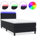 vidaXL Posteľný rám boxspring s matracom a LED čierny 90x220 cm zamat