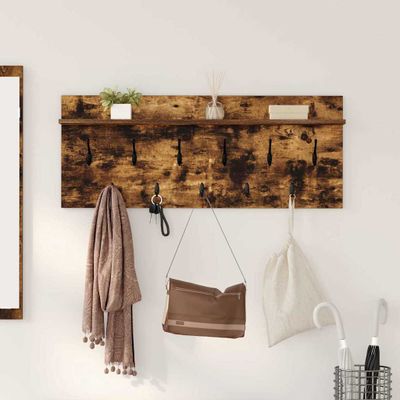 vidaXL Vešiak na stenu Dymová dub 100 x 40 x 12 cm Kompozitné drevo