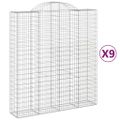 vidaXL Oblúkové gabiónové koše 9ks 200x50x220/240cm pozinkované železo