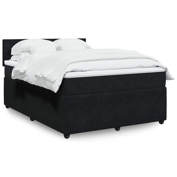 vidaXL Posteľný rám boxspring s matracom čierny 140x200 cm zamat