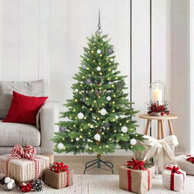 vidaXL Umelý vianočný stromček s 150 LED-i Zelená 150 cm PE a PVC
