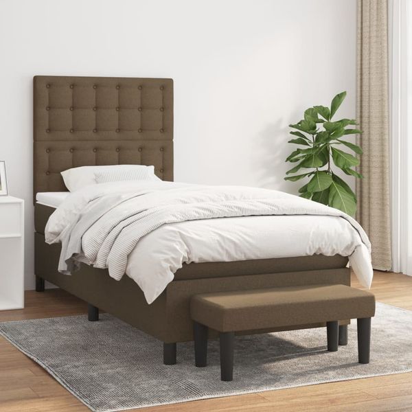 vidaXL Posteľný rám boxsping s matracom hnedý 90x200 cm látka