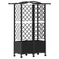vidaXL Vyvýšený záhon s mriežkou a strechou Čierna 122 x 40 x 144 cm