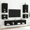 vidaXL TV nástenné skrinky s LED svetlami 2 ks čierne 30x28,5x30 cm