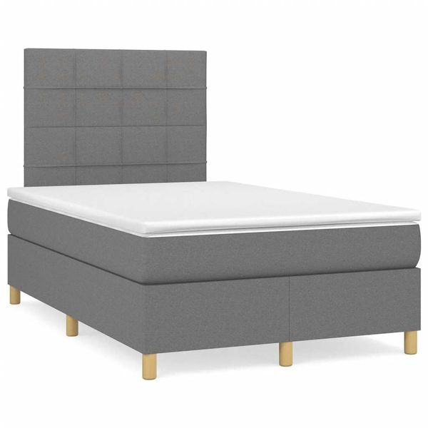 vidaXL Boxspring posteľ s matracom a LED, tmavosivá 120x190 cm, látka