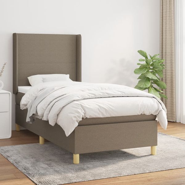 vidaXL Posteľný rám boxspring s matracom sivohnedý 90x190 cm látka