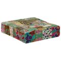 vidaXL Patchwork taburetka zelená 50x50x12 cm bavlnená štvorcová ručne vyrobená