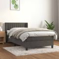 vidaXL Posteľný rám boxspring s matracom tmavosivý 90x200 cm zamat