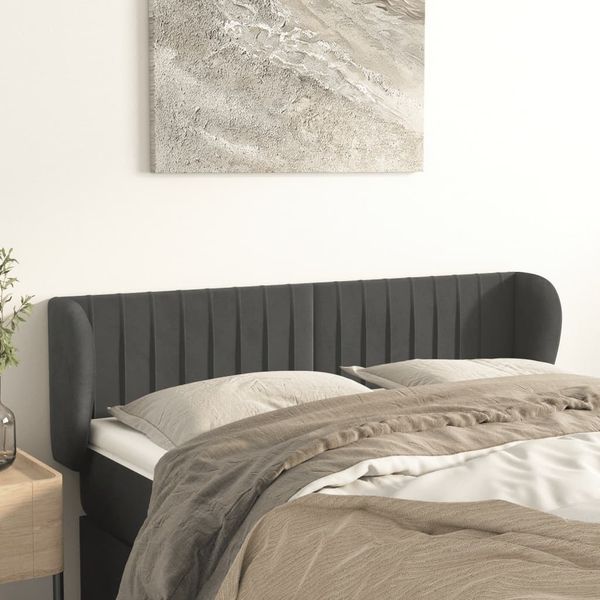 vidaXL Čelo postele so záhybmi tmavosivé 147x23x78/88 cm zamat