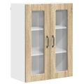 vidaXL Nástenný sklenený kabinet PORTO Sonoma dub 60 x 31 x 80 cm