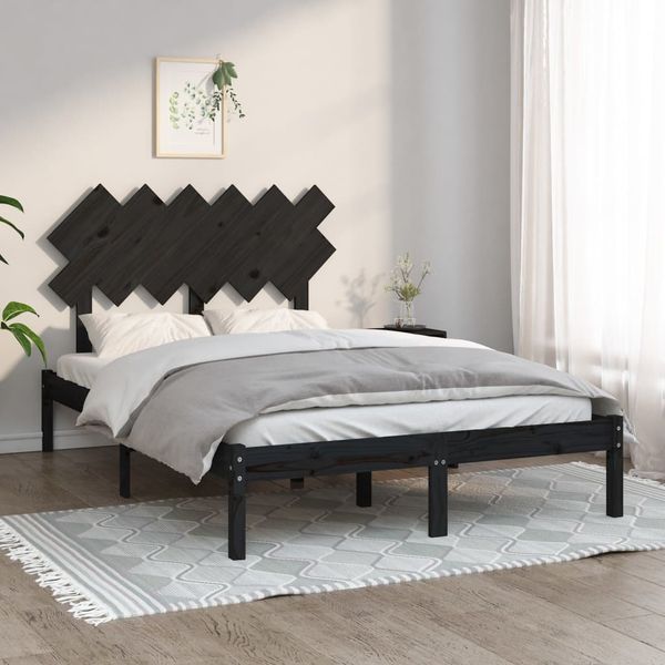 vidaXL Posteľný rám čierny 120x190 cm malé dvojlôžko masívne drevo