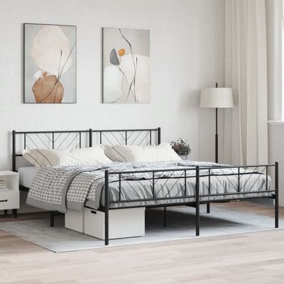 vidaXL Kovový rám postele bez matraca s čelom čierny 180x200 cm