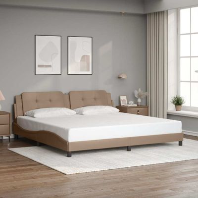 vidaXL Rám postele bez matraca Zadar kapučínový 200x200 cm umelá koža