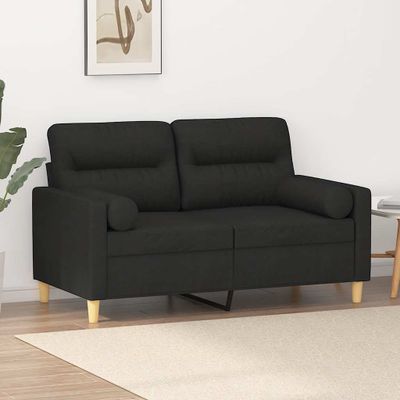 vidaXL 2-miestna pohovka s vankúšmi čierna 120 cm látka