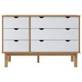 vidaXL Skrinka so zásuvkami OTTA, hnedo biela 111x43x73,5 cm, borovica