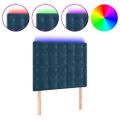 vidaXL Čelo postele s LED tmavomodré 100x5x118/128 cm zamat