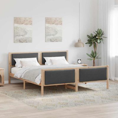 vidaXL Rám postele s čelnou doskou Tmavo šedá 200 x 200 cm látka