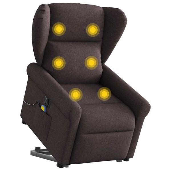 vidaXL Zdvíhacie sklápacie elektrické masážne kreslo tmavohnedé látka