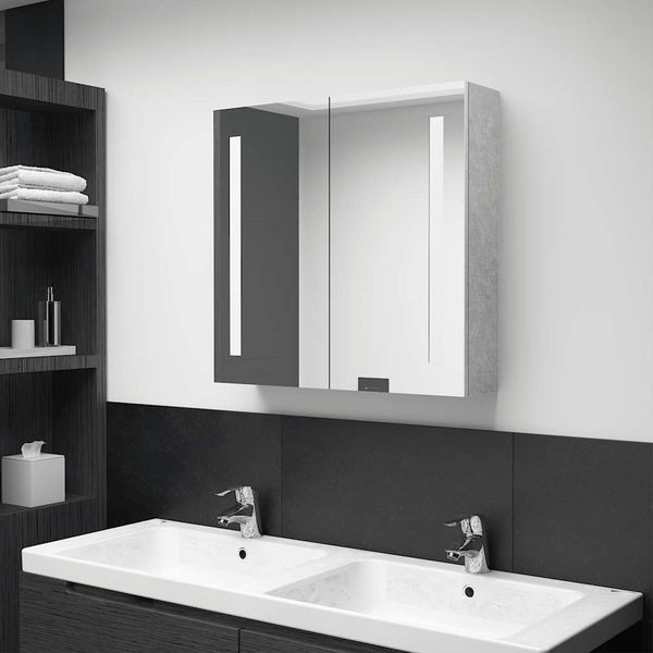 vidaXL LED kúpeľňová zrkadlová skrinka betónovo-sivá 62x14x60 cm