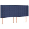 vidaXL Čelo postele s LED modré 183x16x118/128 cm látka