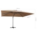 vidaXL Závesný záhradný slnečník+LED hliníková tyč 400x300cm sivohnedý