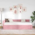 vidaXL Rohový rám postele s čelnou doskou Ružová 90 cm x 200 cm Zamat
