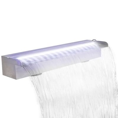 Obdĺžniková bazénová fontána/vodopád s LED, nehrdzavejúca oceľ 60 cm