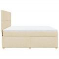 vidaXL Posteľný rám boxspring s matracom krémový 180x200 cm látka