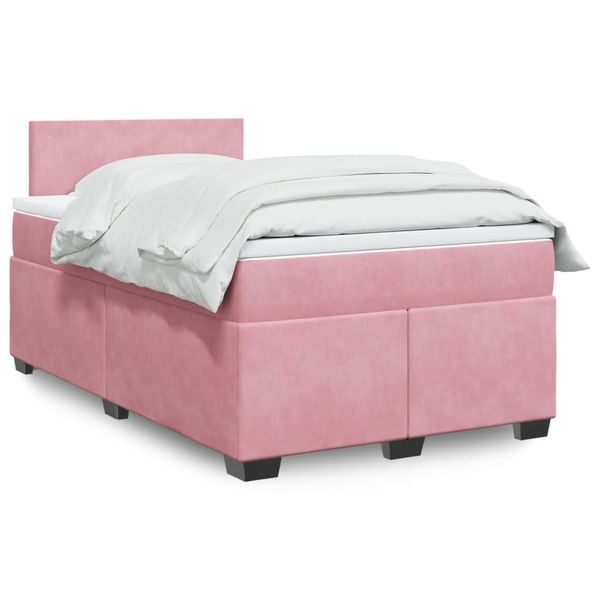 vidaXL Boxspring posteľ s matracom, ružová 120x190 cm, zamat