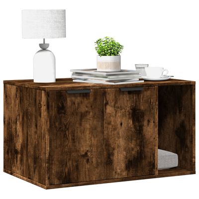 vidaXL Uzavretý box na stelivo, tmavý dub 80x50x45cm, kompozitné drevo