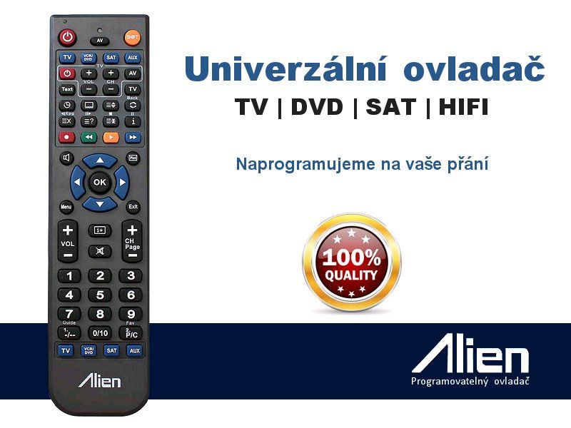 Náhradné diaľkové ovládanie SATELIT, TELEVÍZIA, DVD, VCR, HIFI