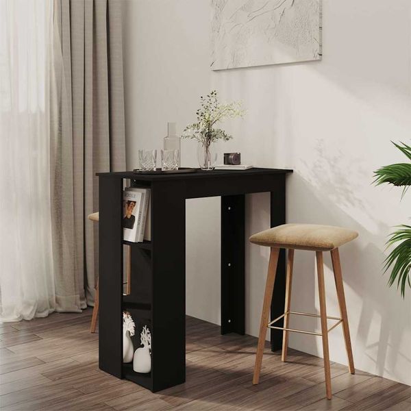 vidaXL Barový stôl+polica, čierny 102x50x103,5 cm, kompozitné drevo